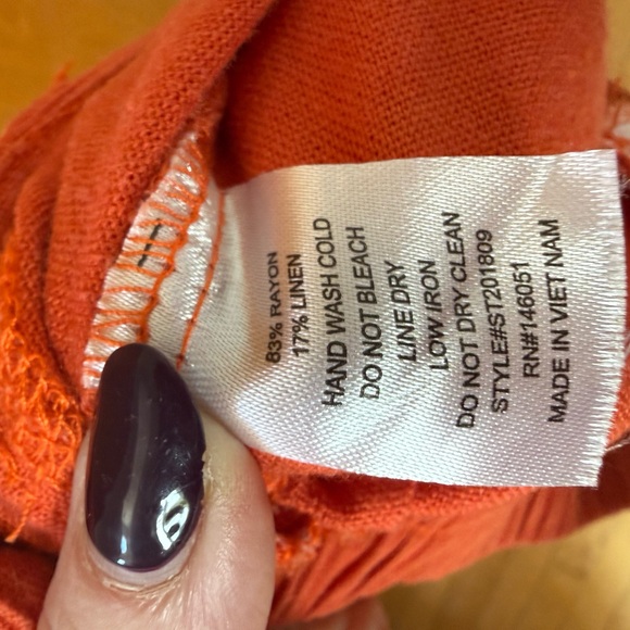 Monteau Linen 2 Piece Set- Crop Top and Tailored Pants - Orange/Red - Picture 8 of 8